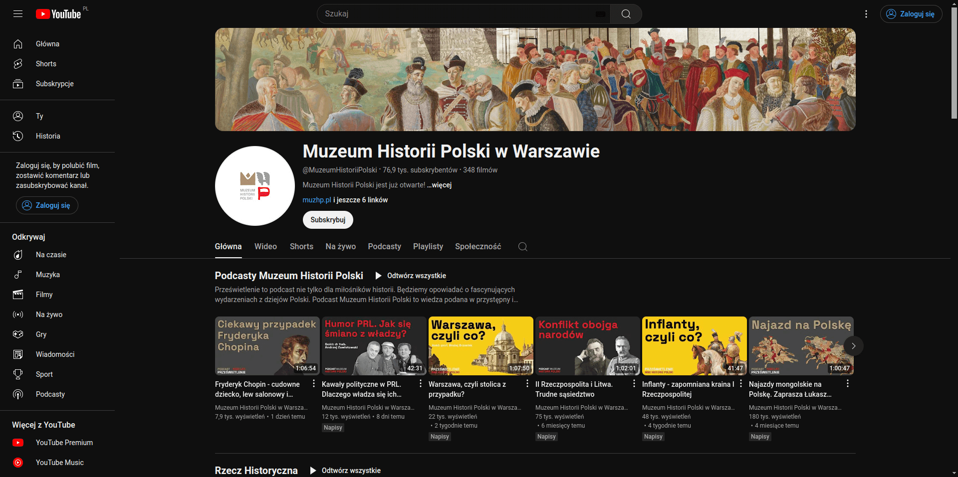 Muzeum Historii Polski na YouTube / Źródło: youtube.pl
